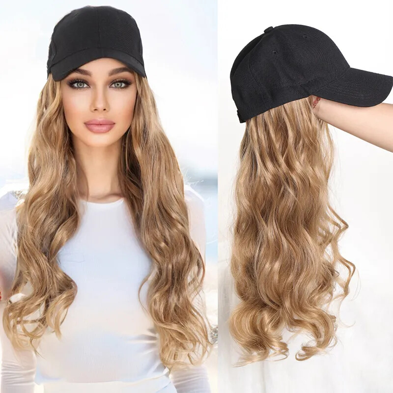 Women Baseball Cap with Synthetic Wig Long Wavy Full Wigs Hat for Natural Use eBay