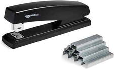Stapler with 1000 Staples, Office Stapler, 25 Sheet Capacity, Non-slip, Black