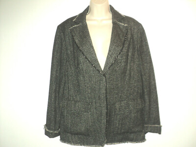 Marc Aurel Blazer Germany Size 44 (US 12) Black & Gray Tweed Snap Front