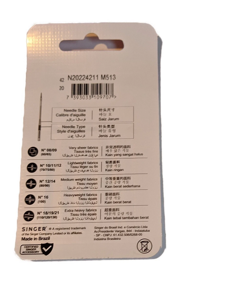 Singer Generic 5pcs Genuine Needles Chromium Type 2022 for Singer Overlock Serger Size 90/14