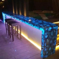 36"x12" Blue Agate Bar Counter Slab Top, Agate Counter Slab, For Home Patio Deco
