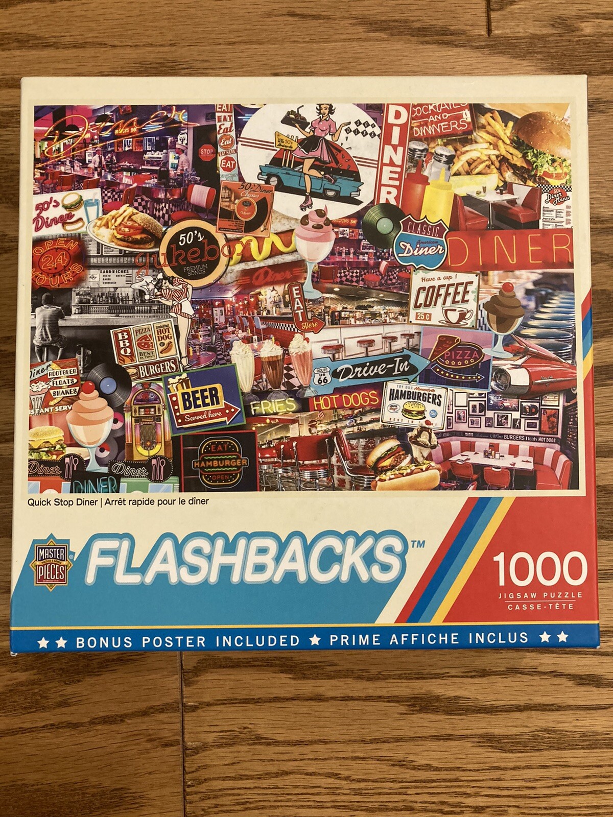 Master Pieces Flashbacks Quick Stop Diner 1000 PCs Jigsaw Puzzle 50s Classic Car