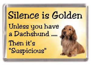 Dachshund Longhaired Dog Fridge Magnet Silence Is Golden