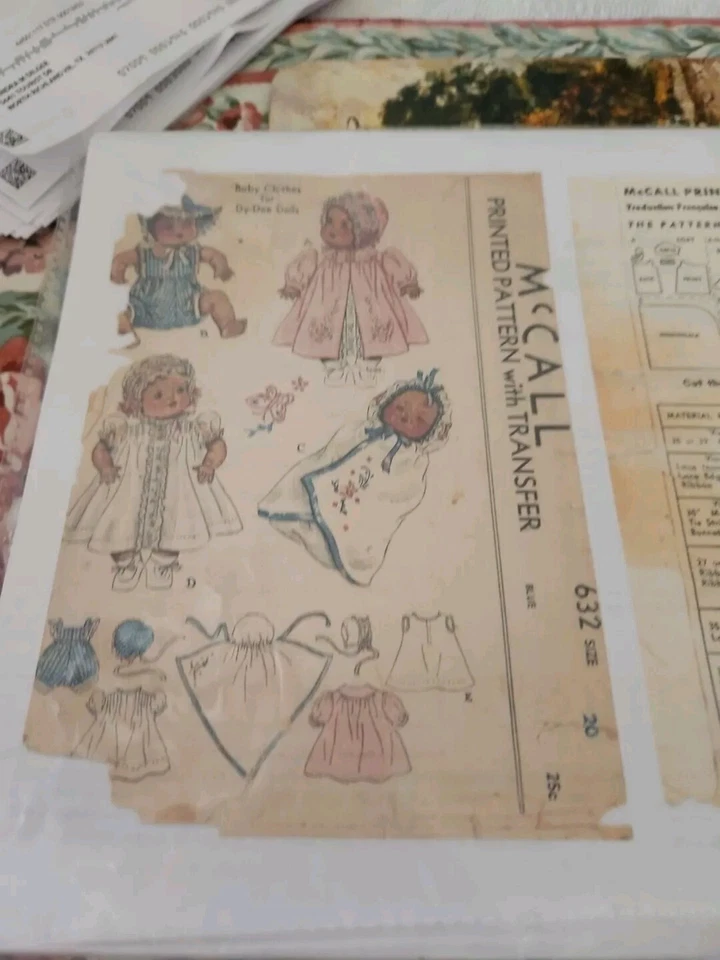 Vintage Lot Of 3 McCall's Printed Patterns With Transfer Dolls Clothes Mix Sizes - Image 4 of 4