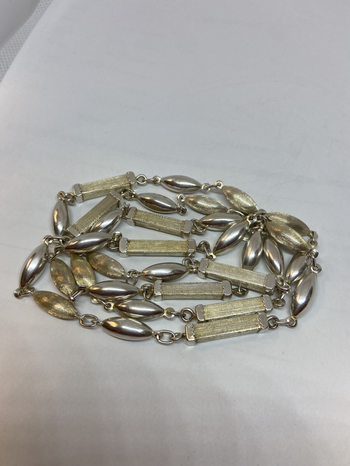 Solid sterling silver oval pea pod rectangle link… - image 6