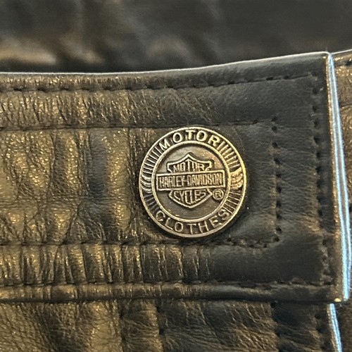 Harley Davidson Genuine Leather Black Retro Y2K Grunge Biker Mini Skirt Size M - Picture 7 of 13