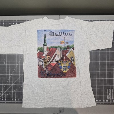 Vintage Estonia Tshirt Medium Tallinn 90s Singlestitch Texas Bull Grunge Skater 
