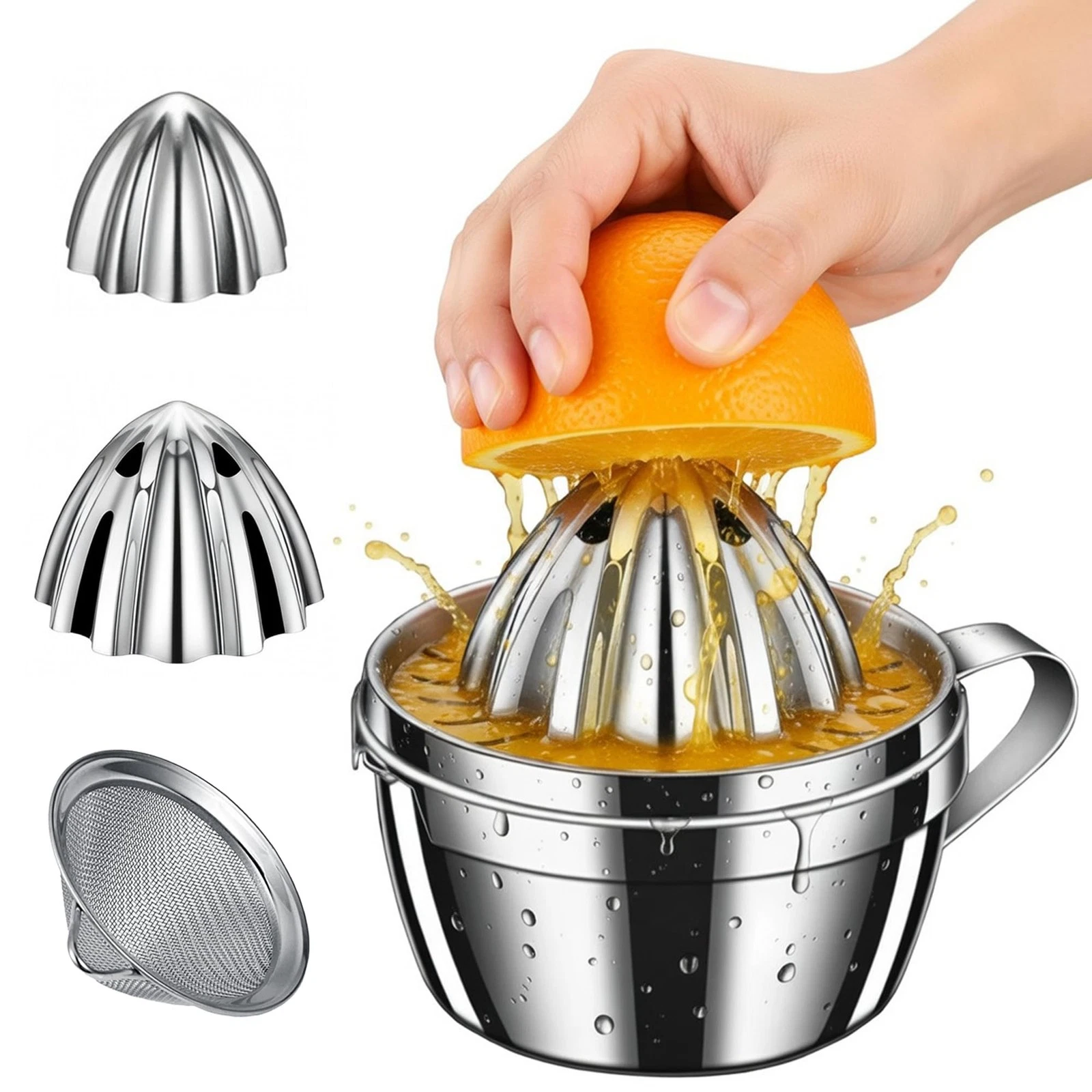 Homestia Stainless Steel Manual Citrus Juicer - Lemon Orange Silver, Silver