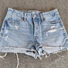 Old Navy High Rise OG Straight Denim Shorts Women Sz 4 Distressed Stretch Grunge