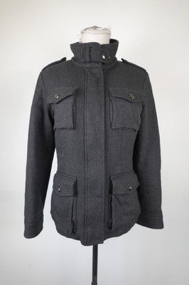 Paul & Shark Damen Jacke Vintage Woll Cashmere Seide Kurz Grau Größe S