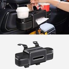 Multifunctional Car Seat Back Organizer Box with Drink Cup Holder, Makeup Mir...