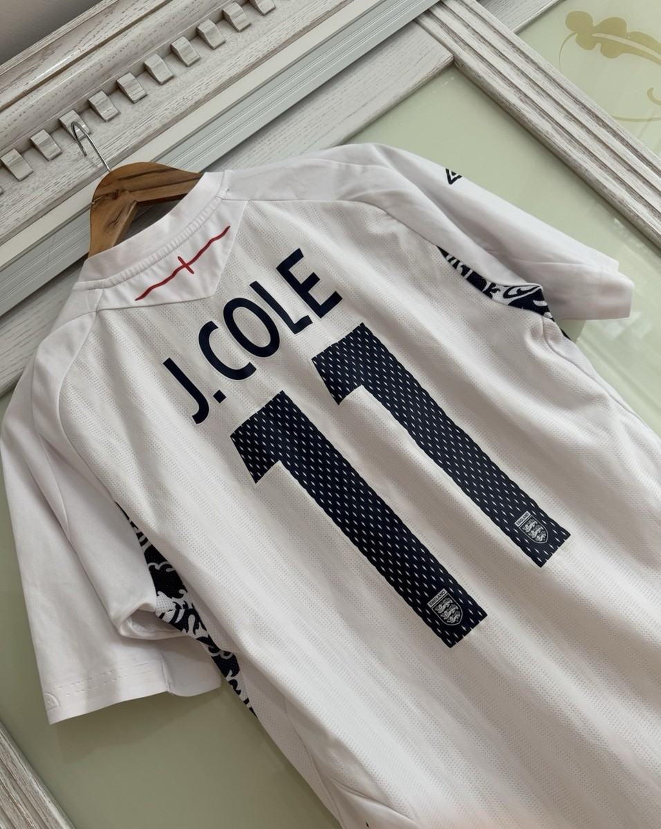 J.Cole England 2008-2009 Home Soccer Jersey Football Kit Shirt