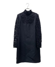 VALENTINO                    Floral lace sheer dress/Nylon blend high neck long 