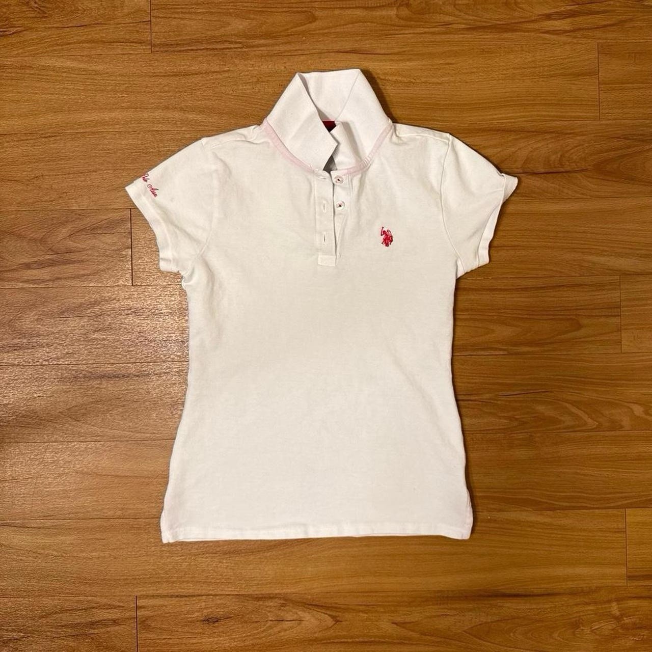 US Polo Assn Women’s Polo Shirt White and Pink Small