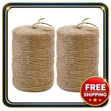 Natural Jute Twine 2mm String 2 Pack 1600 Feet Total 3-Ply Crafting Cord
