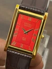 Vintage Seiko Slim Tank Quartz Men's Wrist Watch Gold Plated, Leather Strap