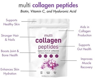 Multi collagen peptides Vitamin C | Biotin For Skin, Hair, Joints And Nails