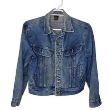 VTG 70s Lee Denim Jacket Mens 44 Large Blue Jean Trucker Western Worn Distressed