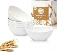 Soup Bowls Sets of 6 Unbreakable Wheat Straw Bowls 26oz Oval Kitchen Bowls