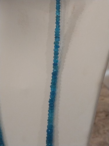 Collana di perle rondelle sfaccettate Malgache Neon Apatite 18"Rodo/Argento. 55,0 carati - Foto 9 di 21