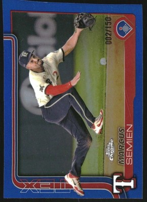 2025 Topps Chrome Blue Refractors #27 Marcus Semien /150 - BB