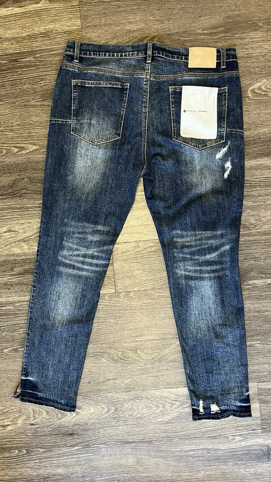 Фиолетовый бренд мужской стиль без P002 падение подходит середины подъема W/тонкие штанины джинсовой ткани стирка джинсы - Изображение 3 из 4