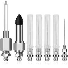 Grease Gun Needle Tip Kit 7 Pcs, 5Pc Grease Gun Needle Tip Mouth+ 1Pc Rubber Ada