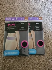 SET OF TWO... Maidenform Shapewear Lace Shaping Thong Women's 3XL  Black Nylon