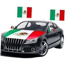 Set of 3 Mexican Flags Car Accessories, Included Flag Car Hood Cover, Mexico