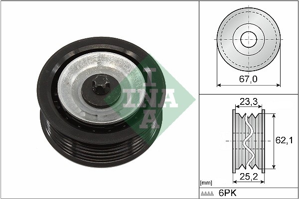 532 0619 10 INA Idler/Guide Pulley, V-ribbed Belt for Alfa Romeo, Fiat