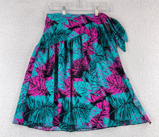 Catalina Swim Suit Cover Skirt Womens Small Blue Palm Print Side Tie VTG Summer