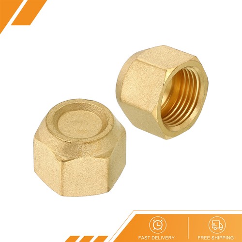 2Pack 5/8" Brass Flare Cap SAE Flare Fitting 45 Degree 7/8-14UNF Female Thread