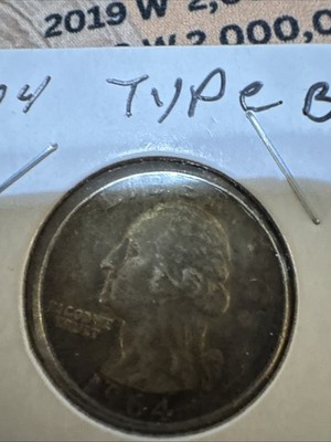 1964 Type B Reverse Washington Quarter 90%silver