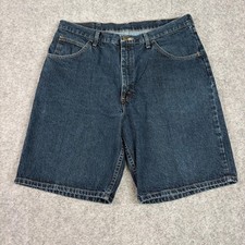 Wrangler Relaxed Fit Denim Shorts Mens 36 Blue Dark Wash Cotton Workwear Utility