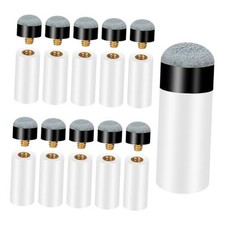 10 Sets Billiard Cues Tips Replacement, Screw On Pool Cue Tips with White