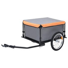 WALPLUS Bike Trailer Grey Orange 65kg Capacity Heavy Duty Cart