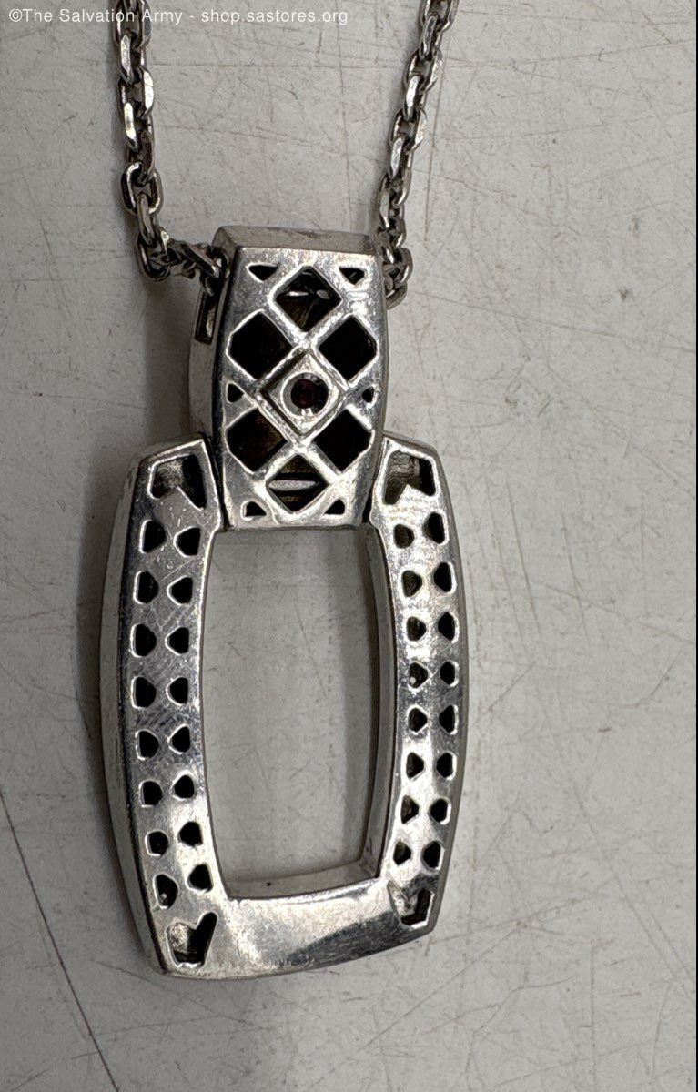 925 Sterling Silver Abstract Rectangular Pendant … - image 4