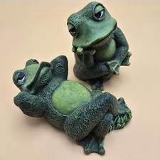 Vintage 2004 Garden Collection Frog Statues Set of 2 Thinking Relaxing Resin