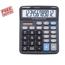 12-Digit Calculator with 5-Inch LCD Display - Solar  Battery Powered