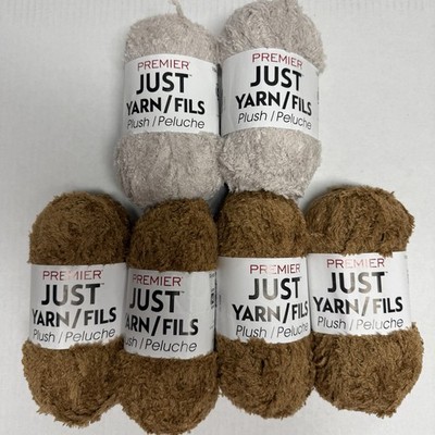 Premier  Just Yarn  Plush Poly 6 skeins ( 2 Cocoa or 4 Birch ) PRICED PER SKEIN