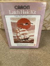 NOS Vintage 1979 Caron Latch Hook Kit Clipper Ship 20" x 27