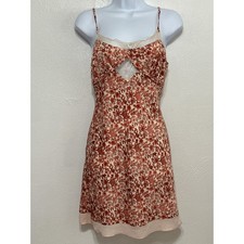 VTG NWT Y2K Forever 21 Babydoll Mini Slip Dress S Brown Floral Forest Fairy 