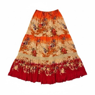 Forbidden Womens Maxi Skirt Floral Boho Hippie Festival A Line XL Colorful