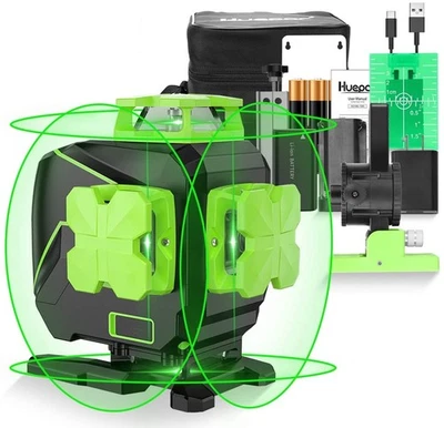 Huepar 4X360 4D 16 Line Kreuzlinienlaser Green Beam Linienlaser SELFLEVELING - Bild 1 von 4