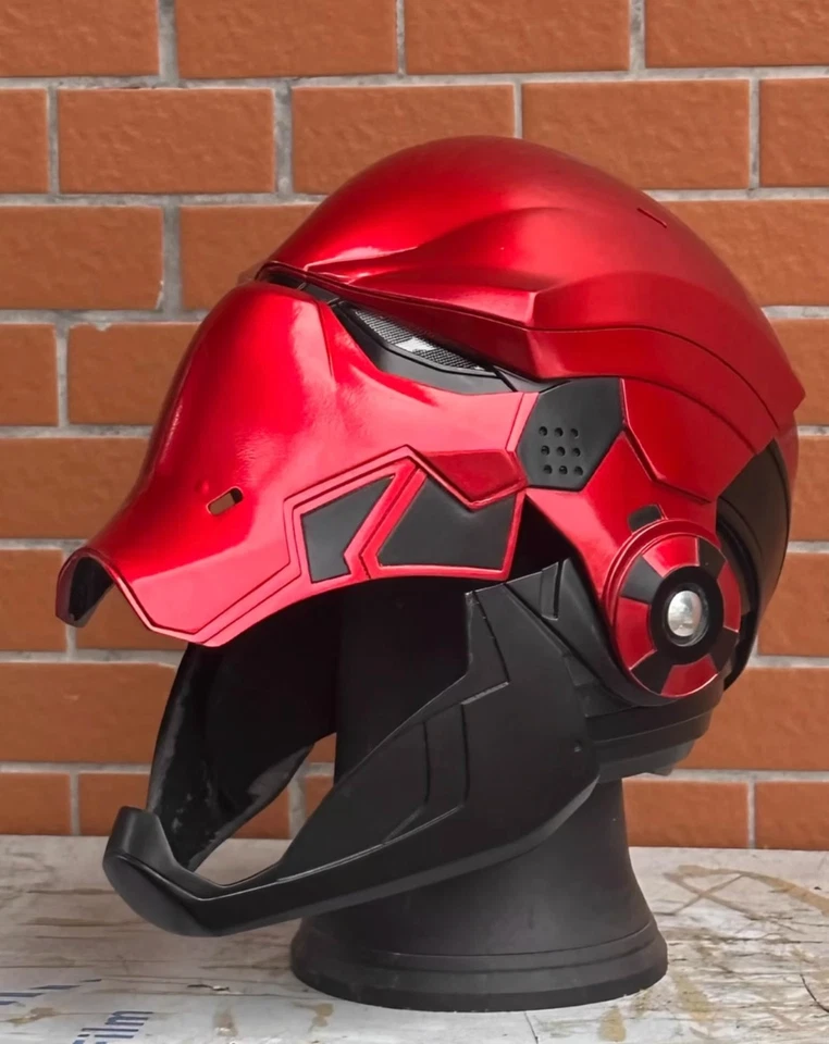 Red Hood LED Light Eyes Helmet DC Justice League Batman 1:1 Mask Halloween Props - Image 4 of 4