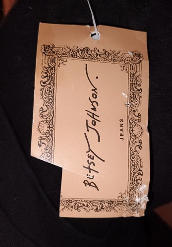 Pantalones de mezclilla Betsey Johnson de colección de los 90 negros de algodón talla L nuevos con etiquetas - Imagen 7 de 8