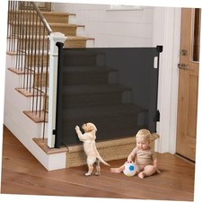 Retractable Baby Gate for Stairs, 55" Wide Mesh Pet 55" Wide x38" Tall Black