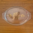 Vintage Clear Pyrex Replacement Oval Glass Lid 945 C 26 Golden Poinsettia * Read