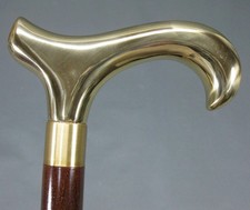 Polish Brass Derby Handle Walking CANE Wooden Walking Stick Vintage Women Gift