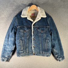 Vintage Levi s Sherpa Lined Denim Jacket Mens 40R USA Trucker Blue Jean Coat